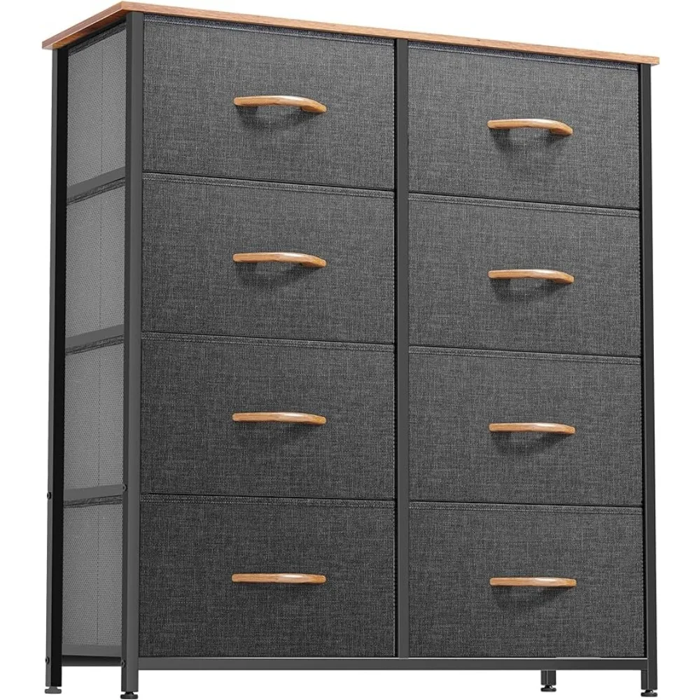 Bedroom Dresser, Fabric Dresser with 8 Drawers, High Dresser, Double Dresser, Closet Chest of Drawers, Sturdy Steel Frame