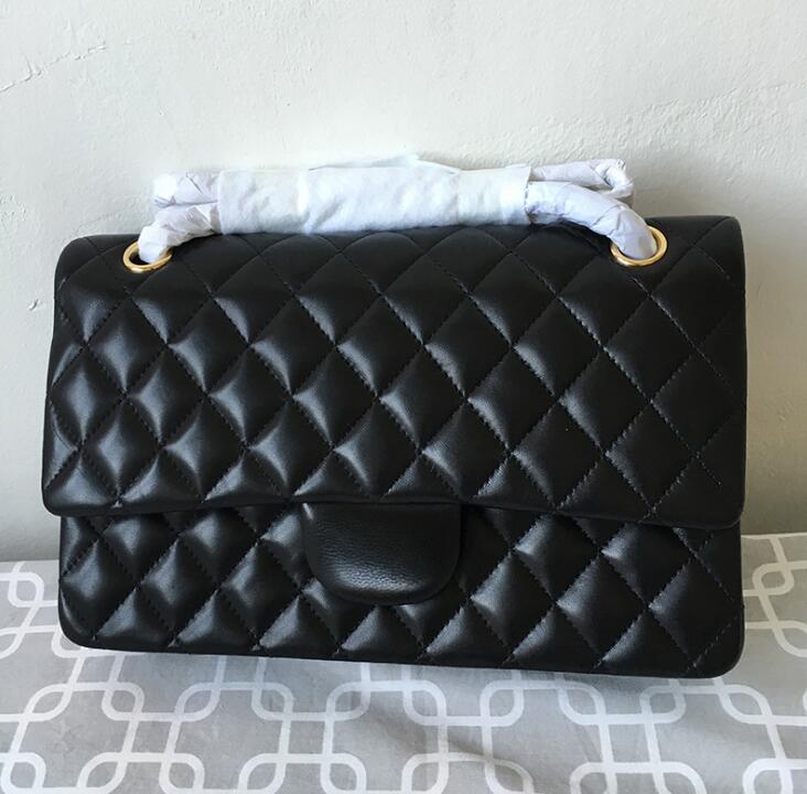 Designer bags Chain Bag plaid flap 10A CF caviar shouder handbag gold silver chain leather double letter solid color buckle square stripe lady messenger