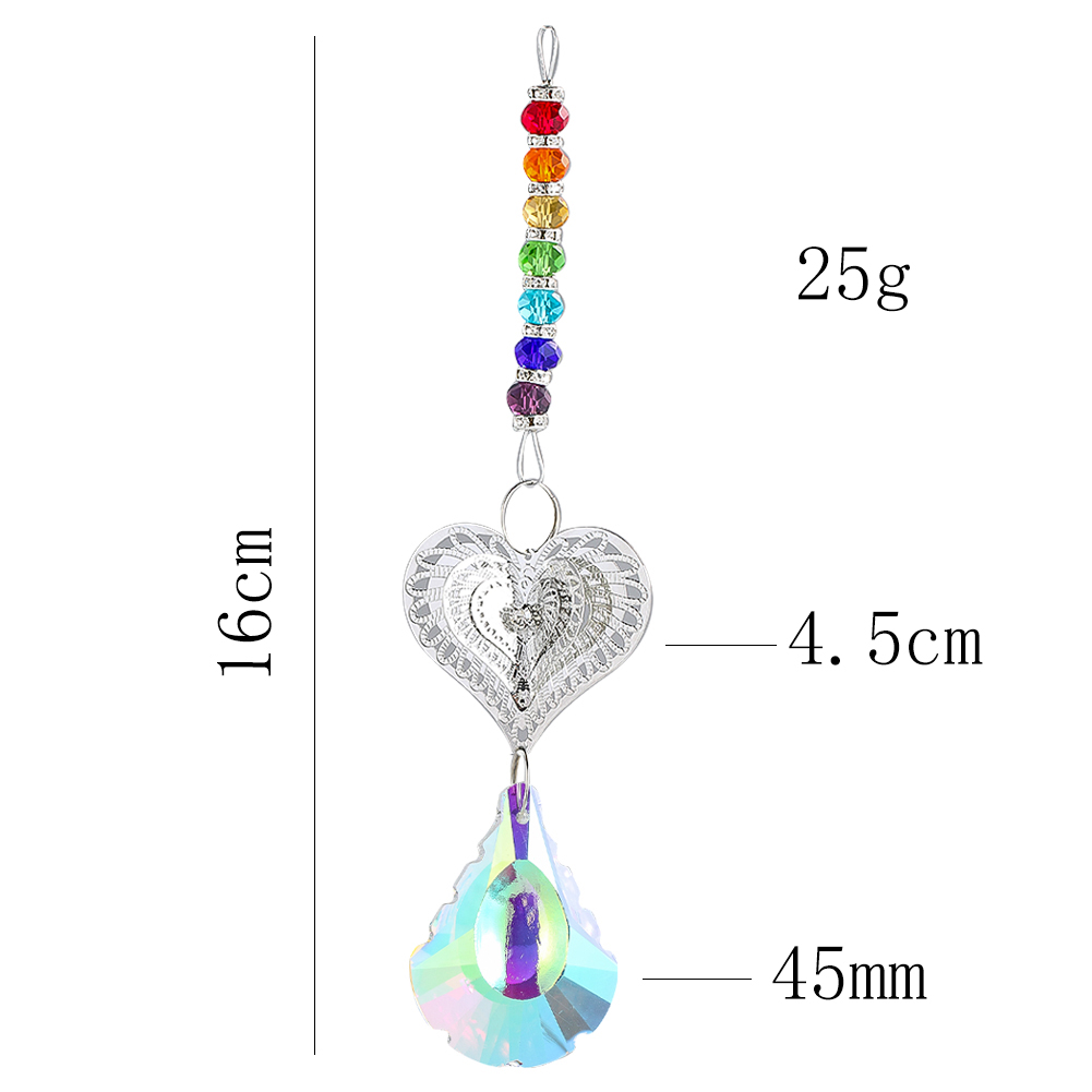 Chakra Rainbow Spacer Bead Love Heart Prism Foliage AB Color Glass Crystal Pendant Aurora Suncatcher Garden Hanging Dangle Decor
