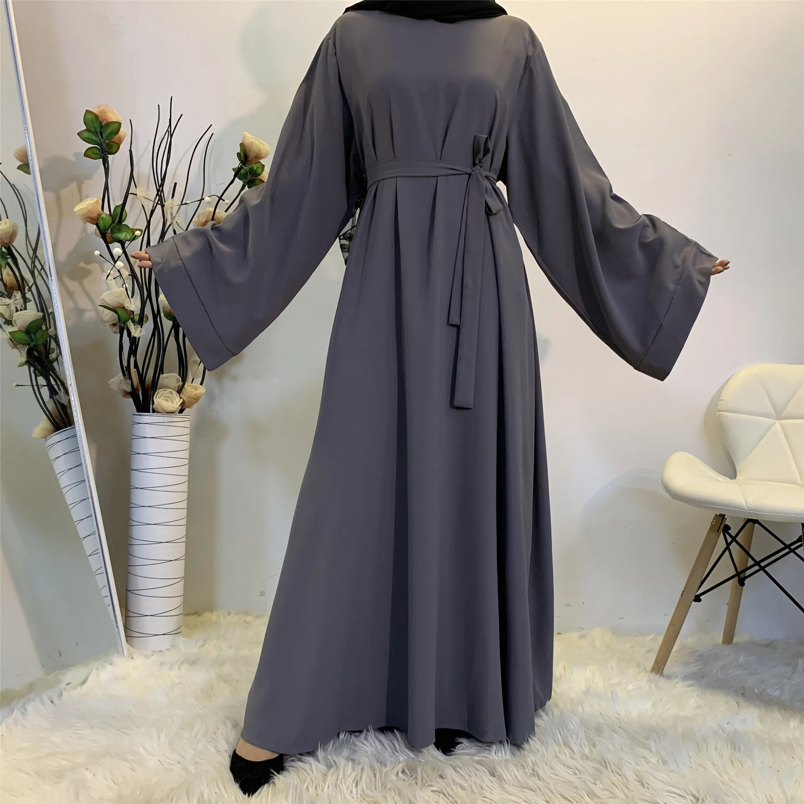 Muslim Fashion Hijab Dubai Abaya Long Dresses Women With Sashes Islam Clothing Abaya African Dresses For Women Musulman Djellaba 240529