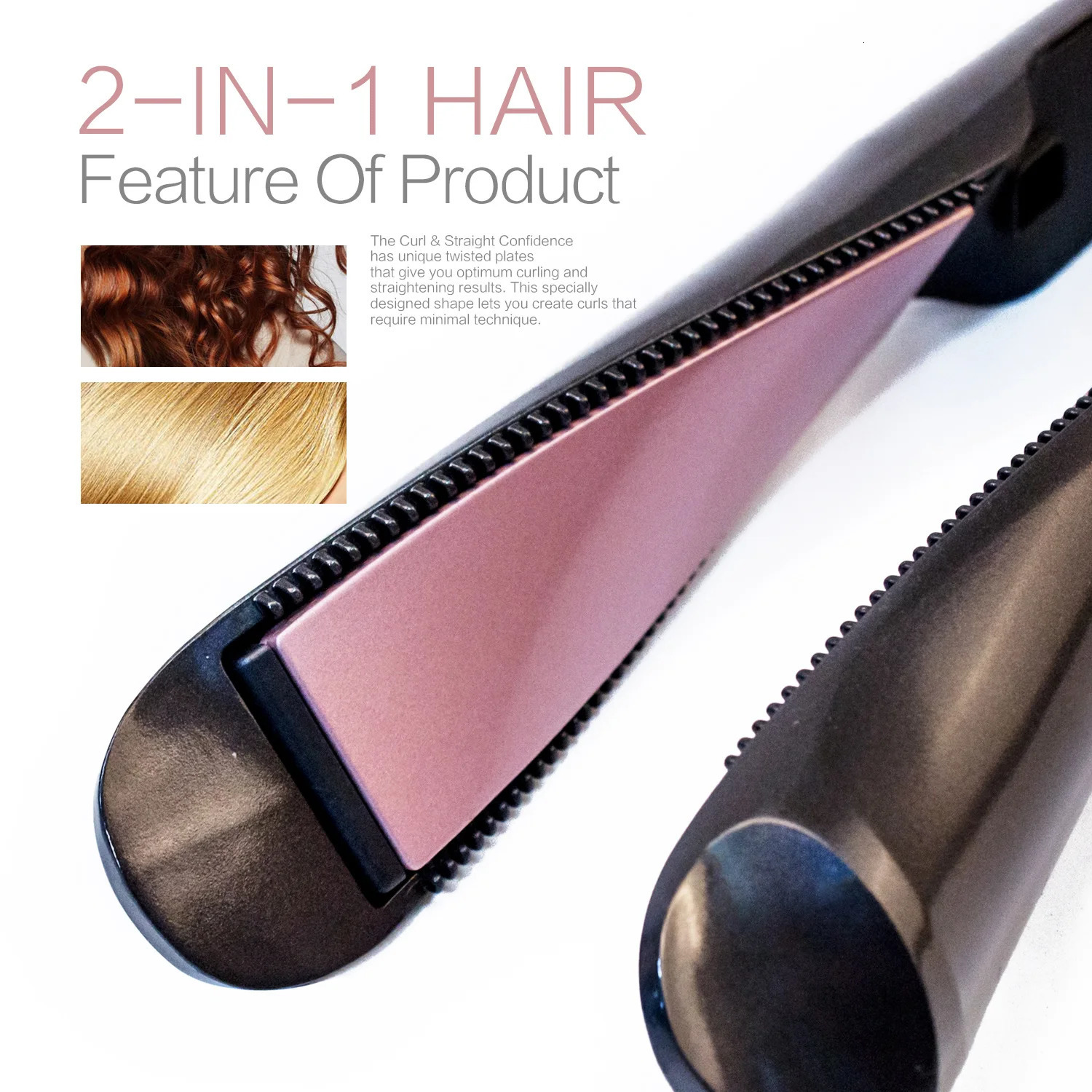2 In 1 Pro Twist Hair Straightener And Curler Spiral Wave Curling Gold Flat Iron Straightening Curling Styling Tool 240530