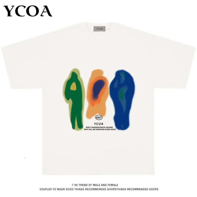 Men T-Shirt Cotton Oversized Summer Printed YCOA Graphic Harajuku Hip Hop Loose Tops Tees Korean Fashion Y2k Aesthetic Clothing 240530
