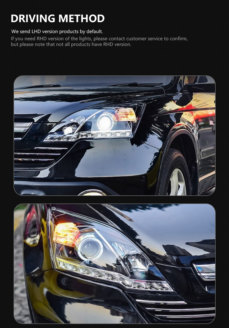 LED Headlight for CR-V 2007-2011 CRV DRL Double Lens Hid Bi Xenon Headlights Front Daytime High Low Beam