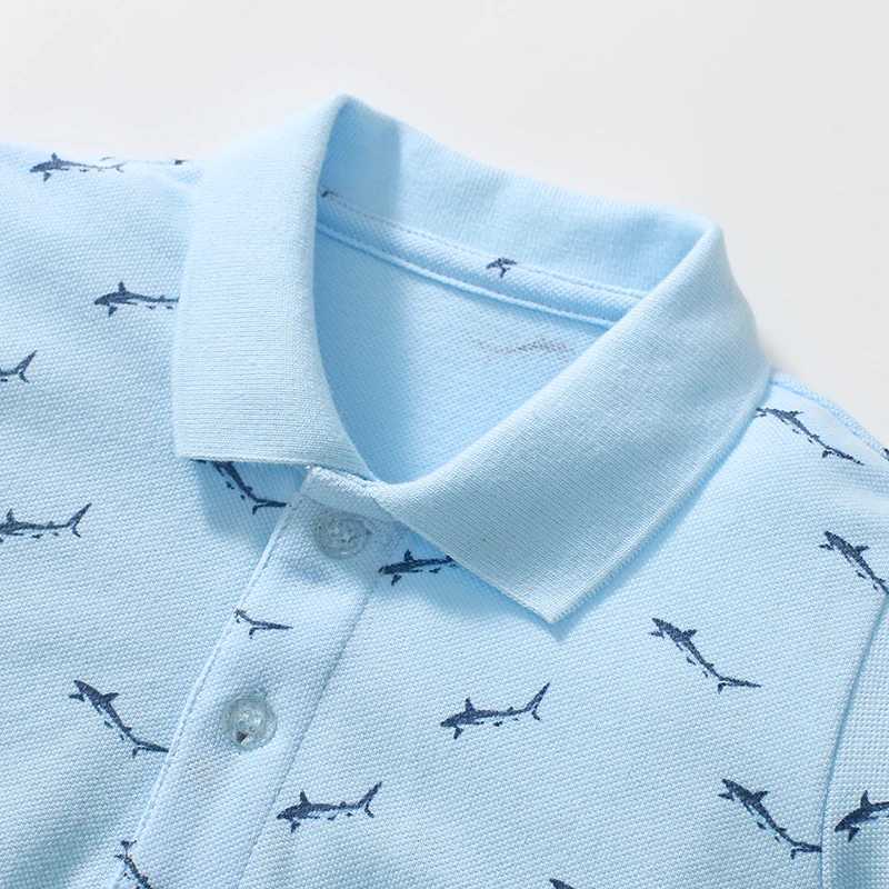 Polos Polos Litt Maven 2024 childrens clothing T-shirt summer cartoon shark polo shirt baby boy casual childrens clothing cotton WX5.29