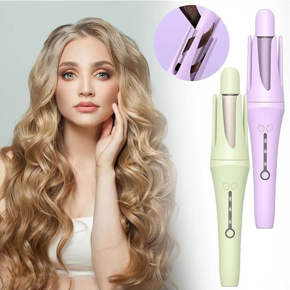 with 3 Temps Curling Iron Travel for Hair Styling Auto Rotating Curing Wand Solid Color Long Short Hair Automatic Hair Curler 240530