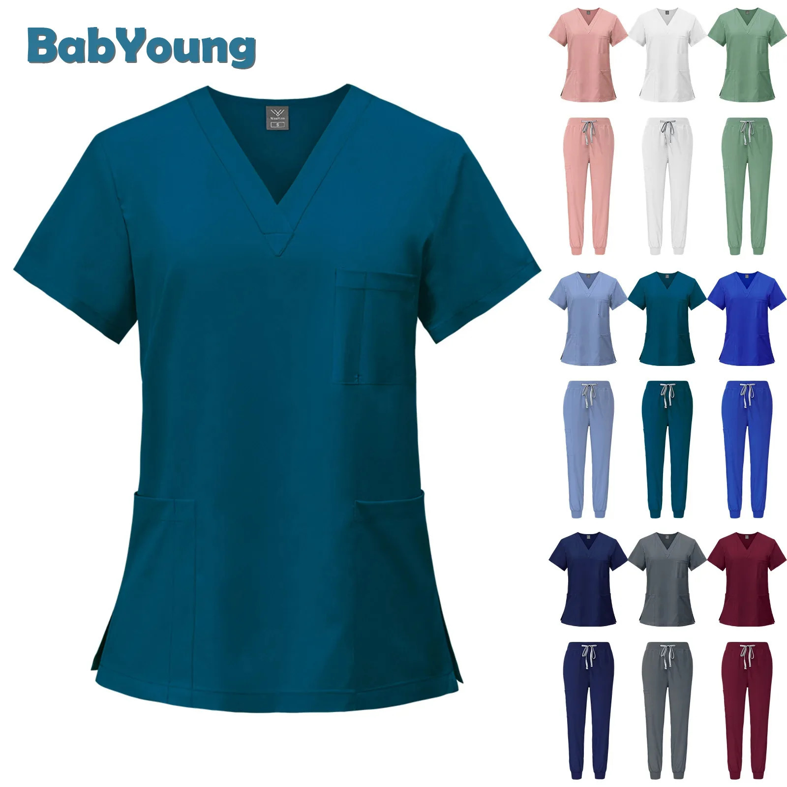 Multicolor Unisex Short Sleeved Pharmacy Nurse Uniform Hospital Doctor Workwear Oral Dental Surgery Uniforms Scrubs Sets 240530
