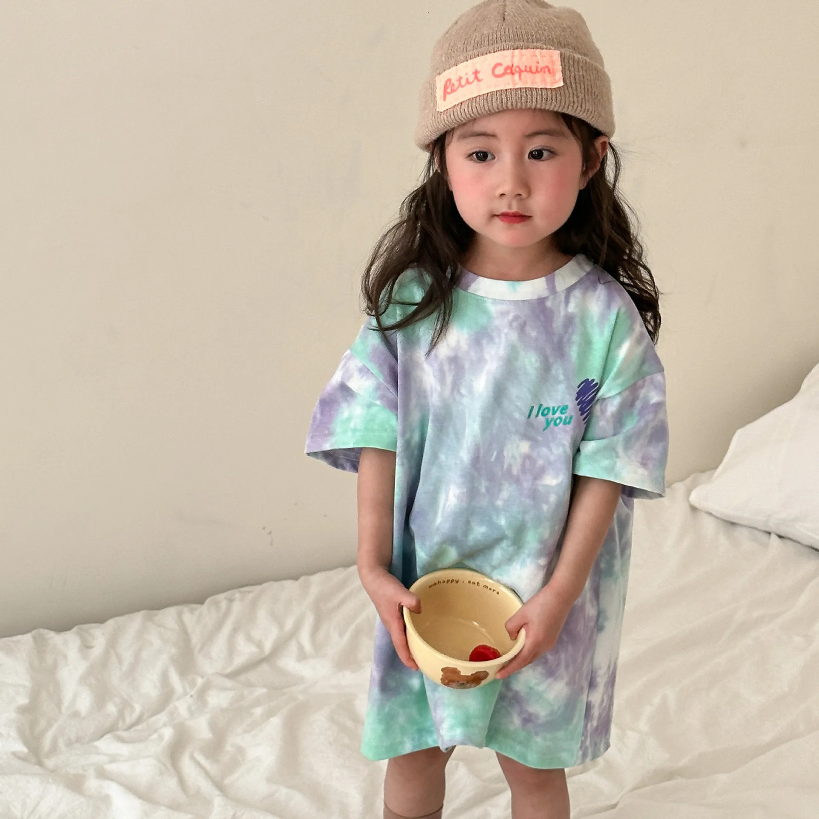 Children Summer Short Sleeve Set Kids Boys Shirts Shorts Sports Suit Tie Dye Girls Casual Dress Brother Sisters Outfits 240530