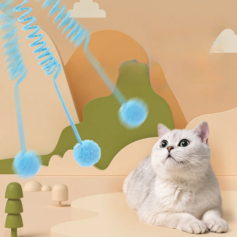Cat Toys Funny Interactive Cat Stick Spring Rope Ball Plush Toy Cats Kittens Play Training Toys Cat Supplies