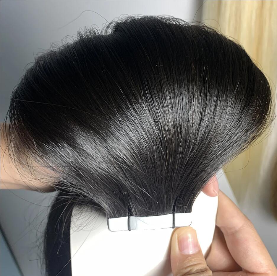 Tape In Straight Brazilian Adhesive Extensions Skin Weft Black Brown 100% Real Human Hair For Women 20Pcs/Lot
