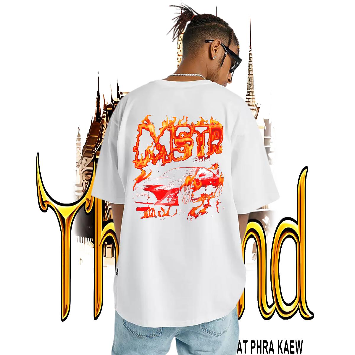 2024 DIY T Shirts Men Black Oversized Tshirts Sport O-Neck Short Sleeve Cotton Popular Clothes