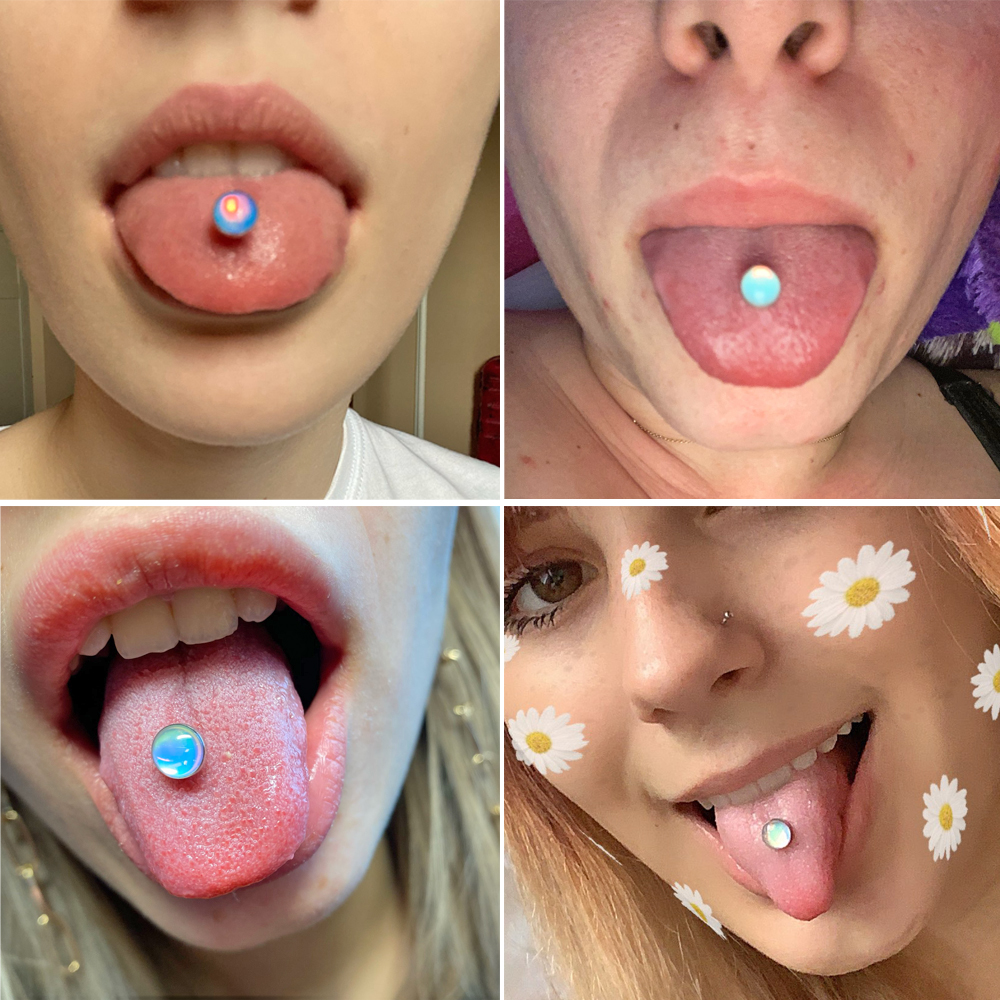 50PCS 316l Surgical Steel Flash Film Bling Bling Tongue Barbell Piercings Wholesale Tongue Barbell Rings Piercing Body Jewelry