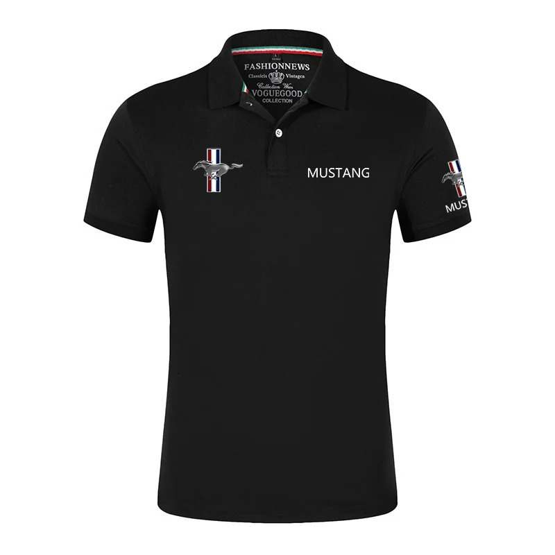Summer 2024 Mens Mustang Polo Shirt Classic Unisex Outdoor Customize TShirt Casual Short Sleeves Solid Color TShirts 240520