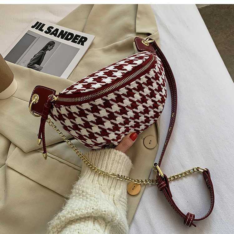 Bags Hbp Crossbody Evening Bag Houndstooth Small Simple Waist Pack Winter Chest s Female Fashion Phone Purses Chain Travel Belt 220811 Fahion Pure