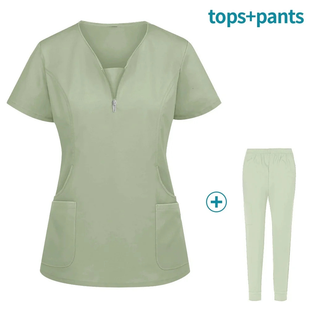 Nurse Beauty Salon Workwear Clinical Scrubs Top Pant Spa Doctor Nursing Tunic Suit Uniforms Woman Scrub Set y240530