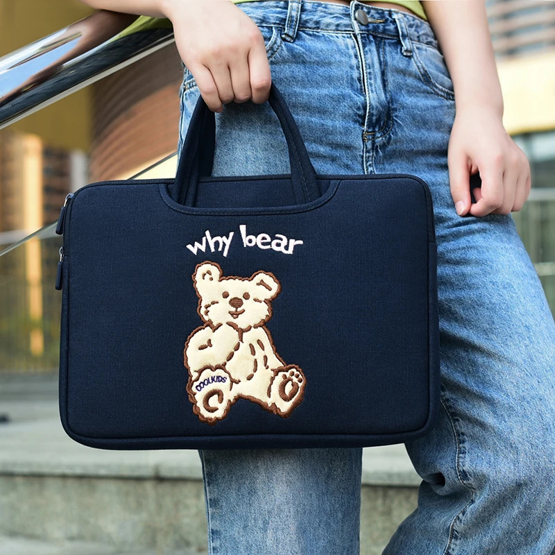 Cute Bear Laptop Bag Sleeve Handbag13.3 /13.6/14/15.6/16 Inch Portable Computer Sleeve Case for Macbook Ipad pro11/10.9/10.5 240528