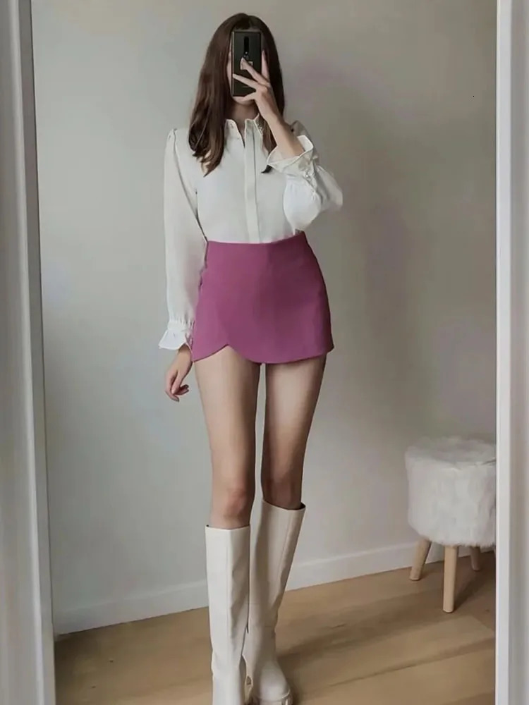 TRAF Black Pink Sex Mini Skirt Shorts Woman High waist Summer Autumn Fashion Wrap skirt 240530