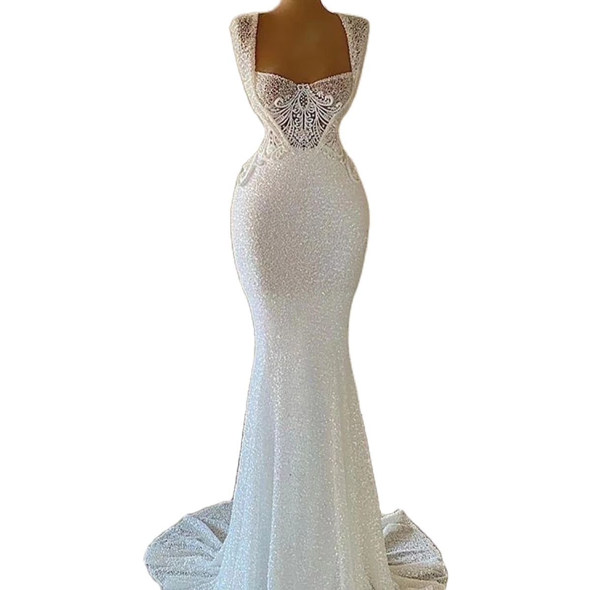 Vintage Sequins Mermaid Wedding Dress Beading Short Sleeve Lace Appliques Africa Sweep Train Bridal Gowns Custom Made