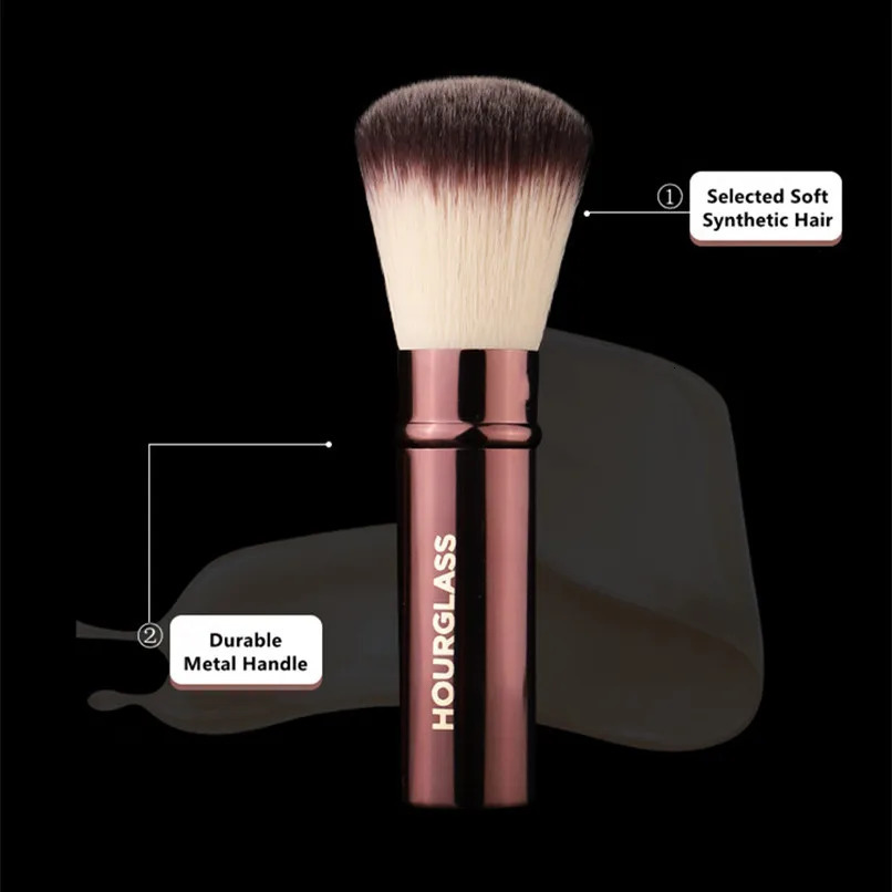 Hourglass Retractable Foundation Makeup Brush - Soft Travel Sized Foundation Powder Blush Beauty Cosmetics Brush Tools 240530