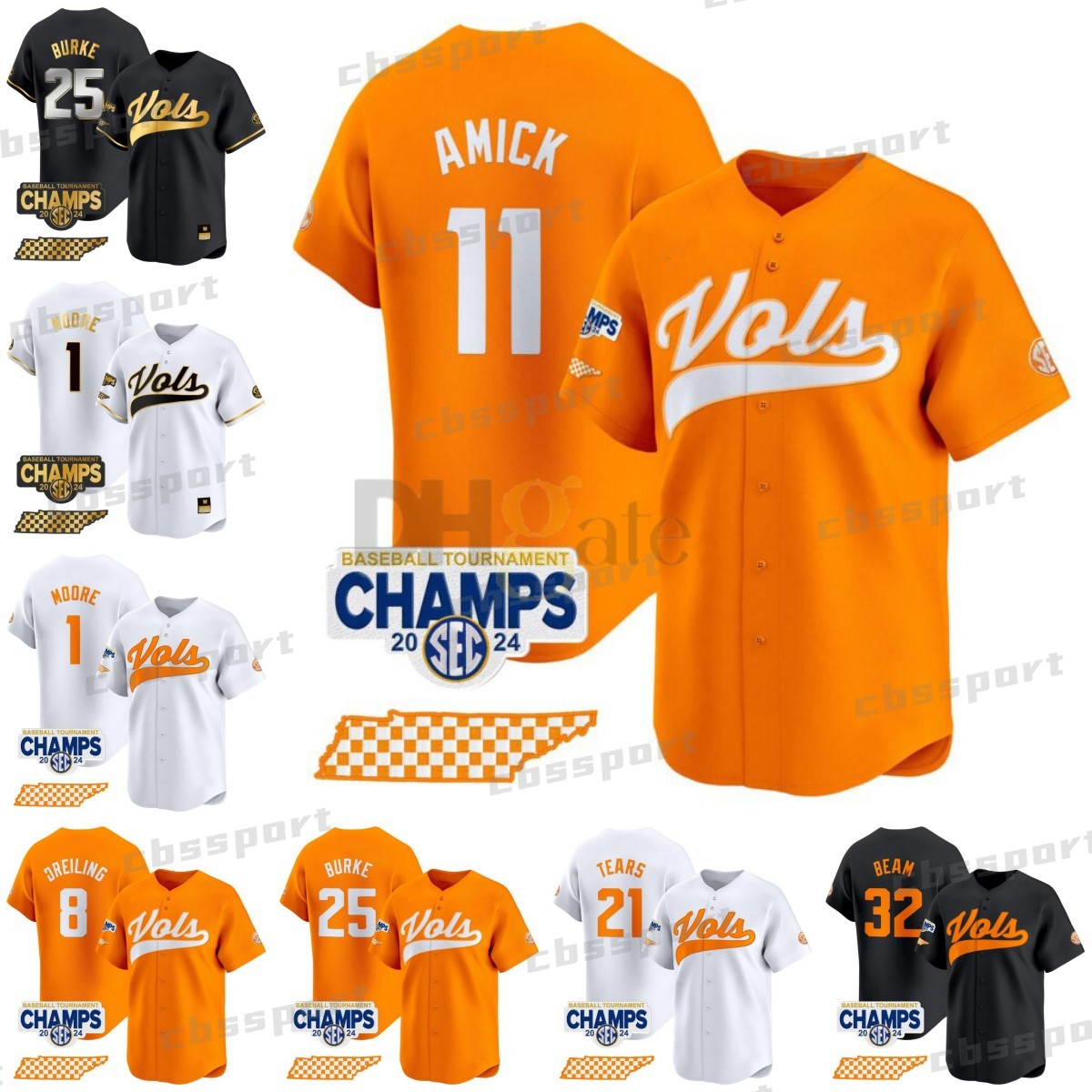 16 Morgan Wallen Tennessee Volunteers 2024 Tournament Champions Limited Baseball Jersey Christian Moore Bradke Lohry Blake Burke Billy Dreiling VOLS Jerseys