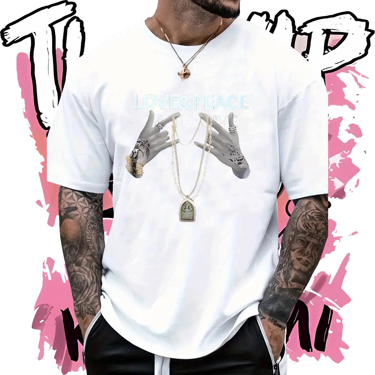 New Designer T-Shirts for Men Cartoon Print Men Clothes T-Shirt Outdoor Crew Neck Cotton Breathable Soft Wear