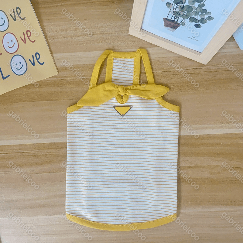 Designer Pet Strap Red Green Yellow Stripe INS Summer Breathable Classic Decorative Clothing corgi Dog Cat Sweet Vest Dress XS-XXL