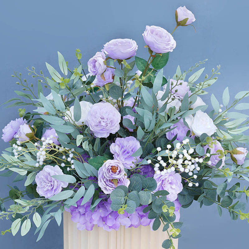 White Rose Green Willow Leaves Artificial Flower Ball Road Lead Floor Floral Wedding Welcome Sign Decor Hang Flowers Party Props