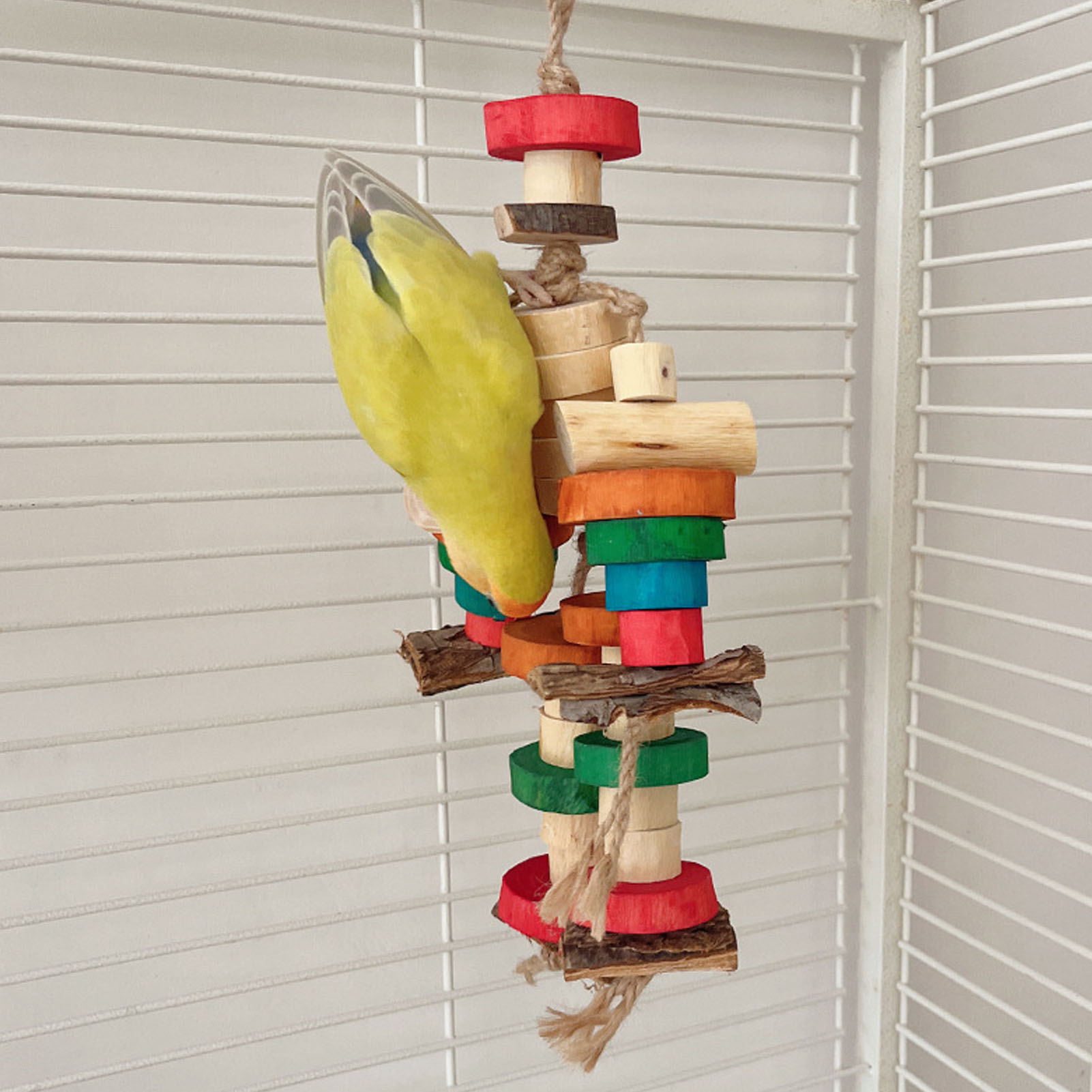 Parrot Chew Toys Bite Resistant Hanging Wood Block Bird Cage Toys Parrot Chewing Toy For Parrots And Birds