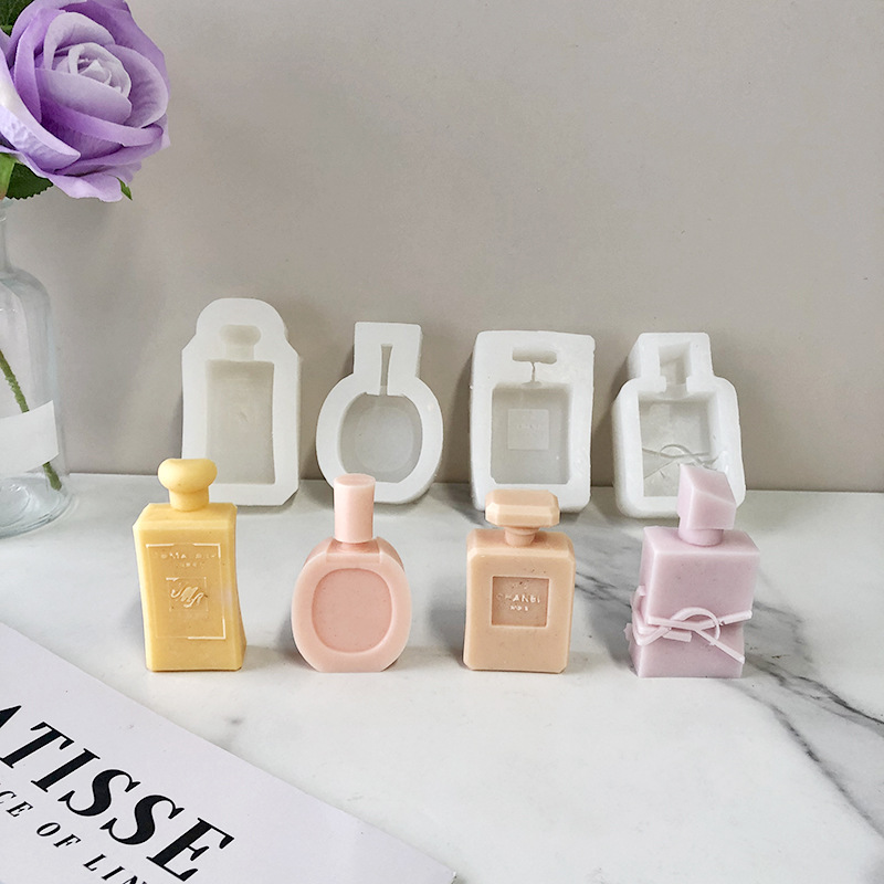 Perfume Bottle Shape Scented Candle Silicone Mold DIY Handmade Soap Wax Candles Making Supplies DIY Perfume Ornament
