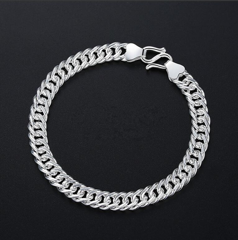 2024 Top Sell Link Chain Bracelets Simple Fashion Jewelry 18k White Gold Fill Personality Men Women Wedding Beach Bangle For Love Gift