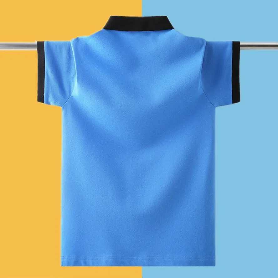 Polos Polos Boys School Uniform Polo Shirt 2024 New Summer Childrens Casual Short Seven Top Youth 4-15 Year Old Childrens Clothing WX5.29