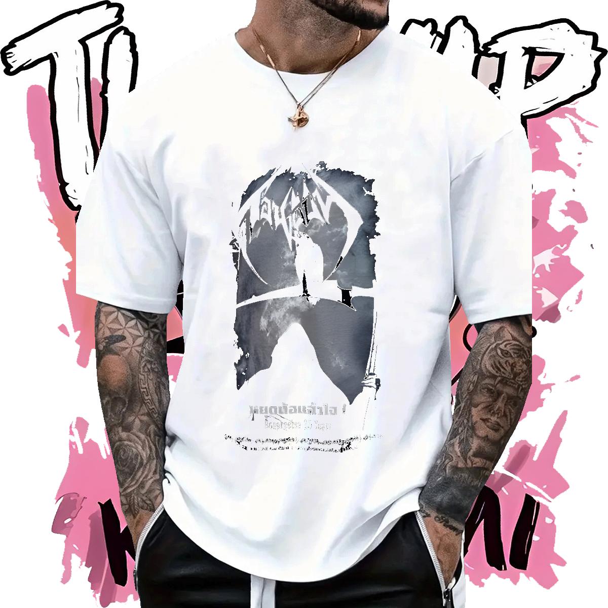 2024 T Shirts Men Asian Size Tshirts Casual Short Sleeve Cotton O-Neck Loose Tees