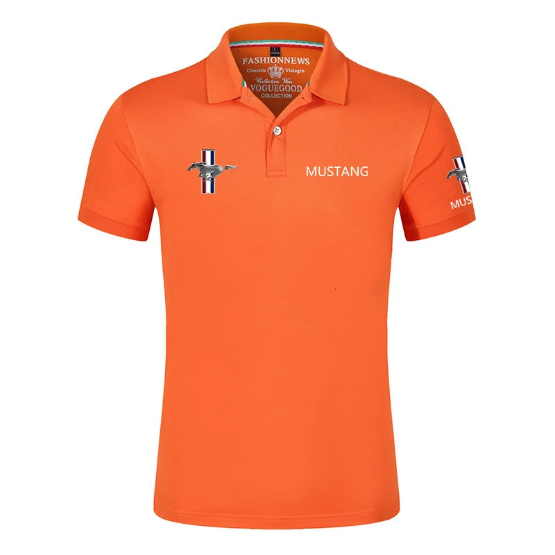 Summer 2024 Mens Mustang Polo Shirt Classic Unisex Outdoor Customize TShirt Casual Short Sleeves Solid Color TShirts 240520