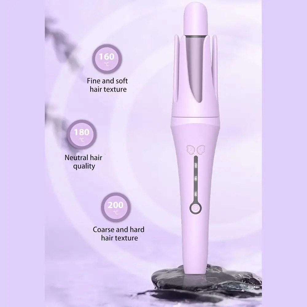 with 3 Temps Curling Iron Travel for Hair Styling Auto Rotating Curing Wand Solid Color Long Short Hair Automatic Hair Curler 240530