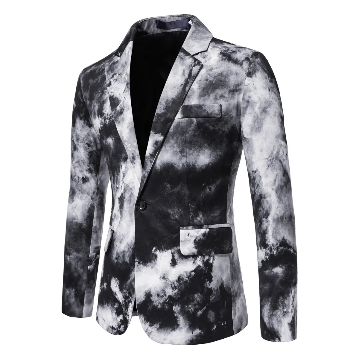 Autumn And Winter Mens Single Coat Individual Print Casual Comfort Business Banquet Good-Looking Single Breasted Mens Suit 240518