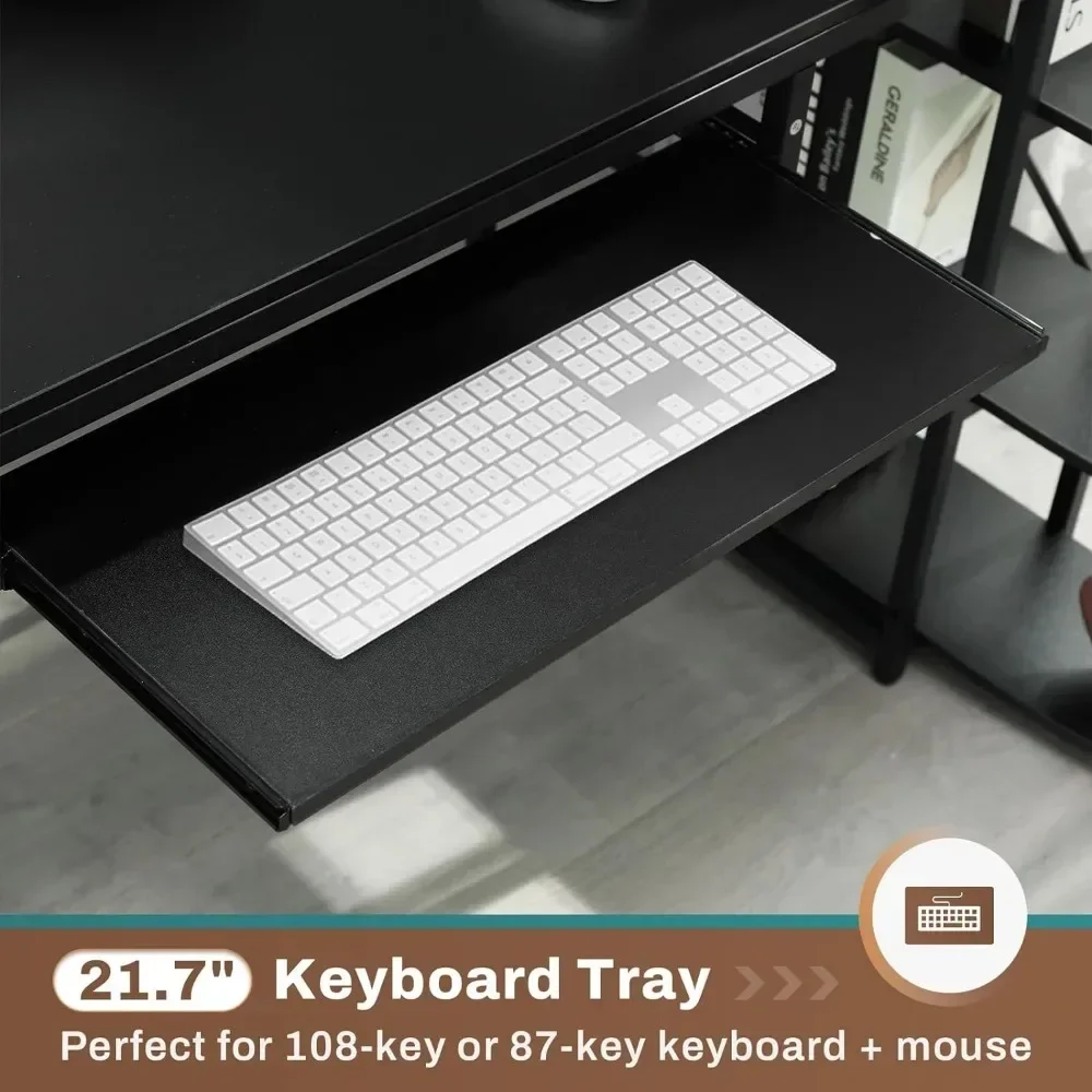 L Shaped Computer Desk 63 Desk with Storage Shelves Keyboard Tray Monitor Stand and Headphone Hook Corner Gaming Desk