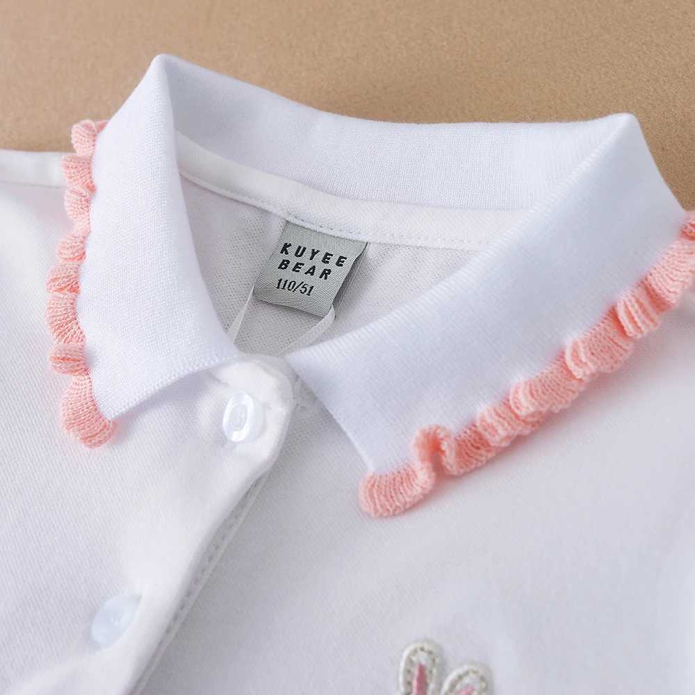 Polos Polos 3-12 year old girl polo summer childrens short sleeved seven piece T-shirt 2023 new childrens lapel baby cotton top WX5.29