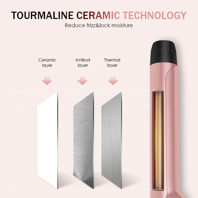 And Portable Mini Hair Curler 2 In 1 Ceramic Flat Iron Rotating Hair Curler 240530
