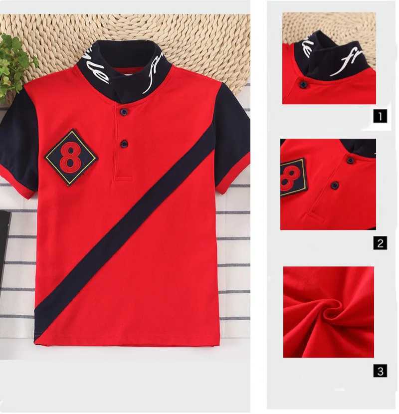 Polos Polos 2022 Childrens Polo Shirt Baby Boys Sports Top Fashion Patch Work Boys T-shirt 3 4 5 6 7 8 9 10 12 13 14 Year Old Childrens Clothing WX5.2