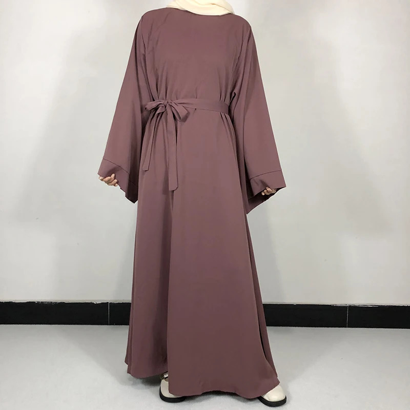 15 Colors Basic Plain Nida Abaya With Free Belt High Quality Muslim Women Modest Simple Dress EID Ramadan Islamic Clothing 240529