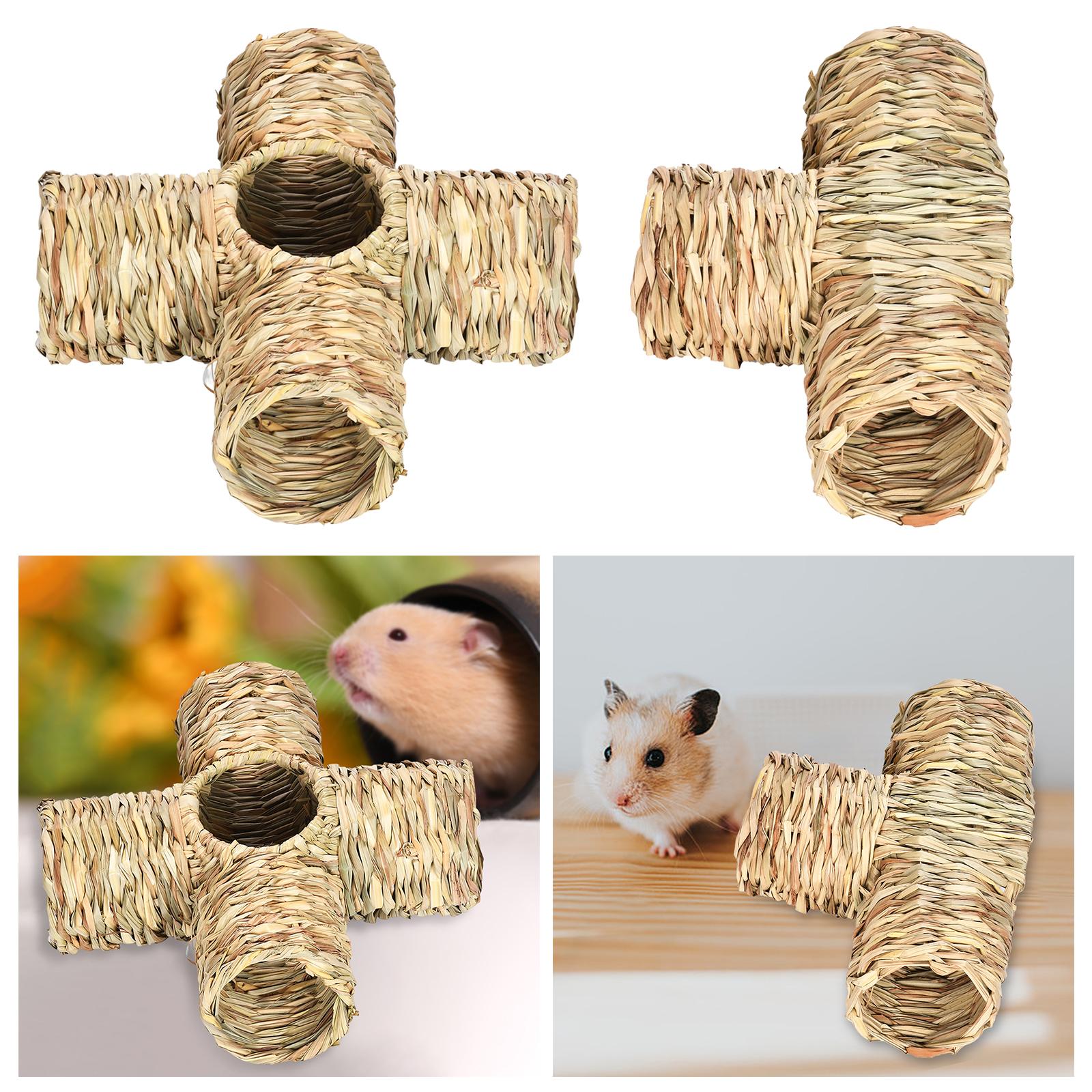 Hamster Grass Tunnel Nest Pet Supplies Play Toy Rabbit Tunnel Tube Straw House for Squirrel Mice Chinchilla Hedgehog Rats