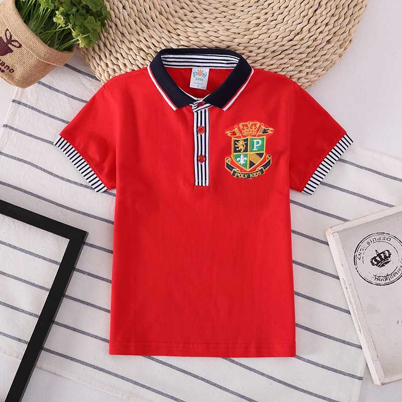 Polos Polos Boys Polo Shirt Summer Sports Jersey Cotton Girls Striped Neckline Clothing Childrens Embroidered Pattern T-shirt Short Seven Top T-shirt 