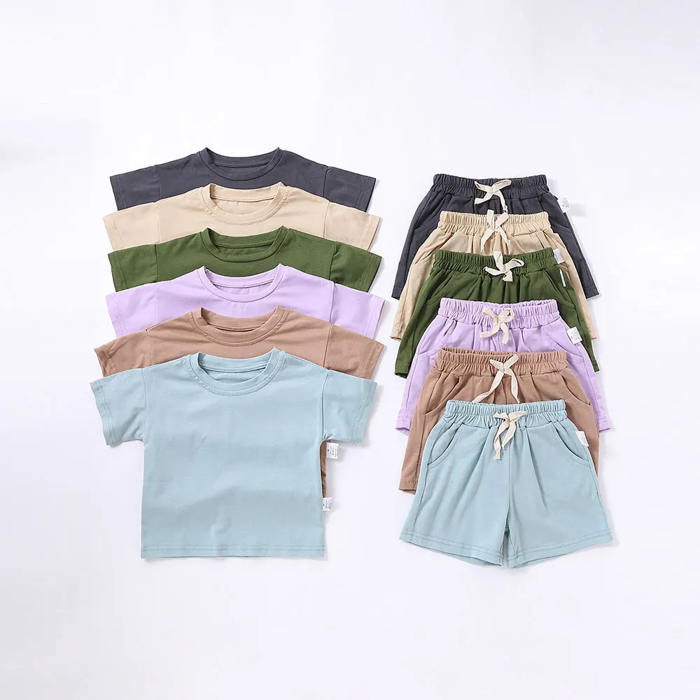 Summer 2pcs Kids Clothes Sets Children Sports Style Tracksuits Tshirts and Shorts Boy Girl Outfits Suits 240530