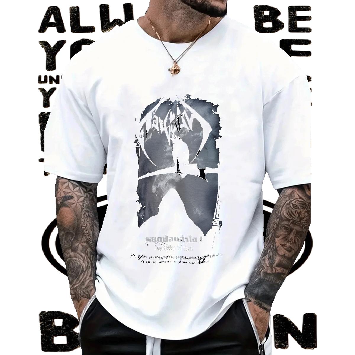 2024 T Shirt For Man Black White Tshirt for Man Woman Street wear Hip Hop Breathable Crew Neck Comfortable Tops