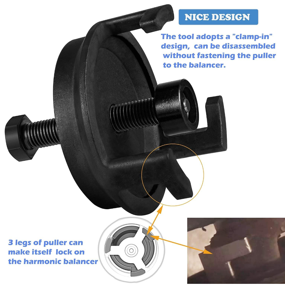 For GM LS Harmonic Balancer Puller 25264 Crank Pulley Puller Automotive Replacement Engine Quickly Removes Harmonic Balancers