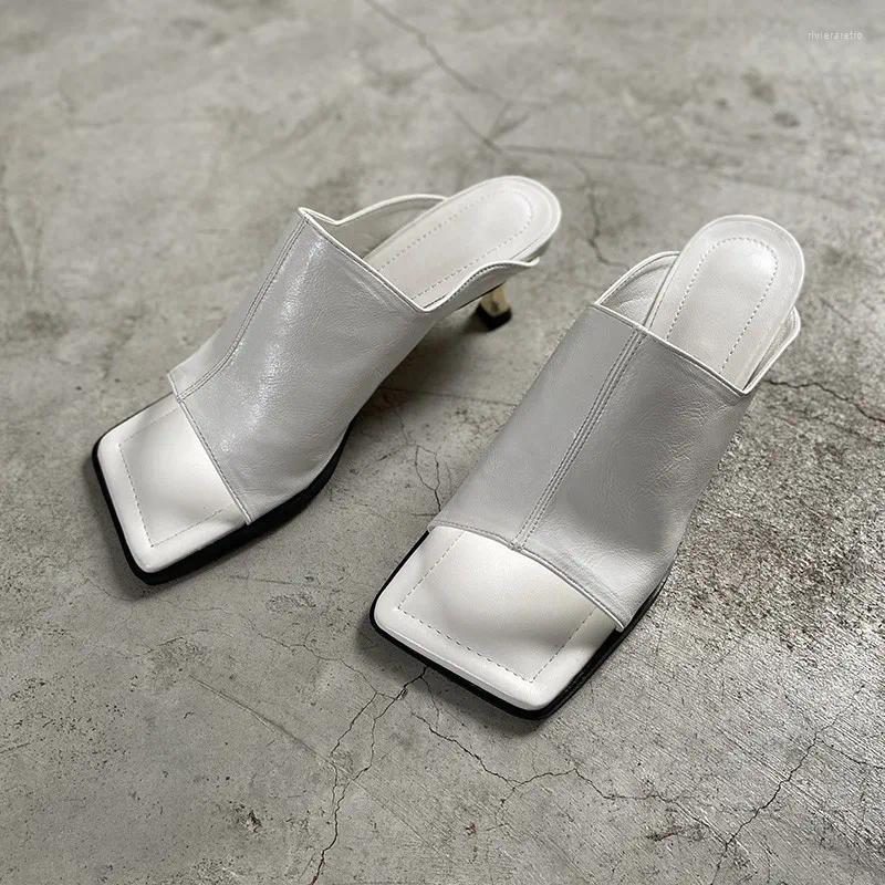 Slippers Fashion Women's Mules Peep Toe Female Slides Shoes Summer Women Gladiator Sandal Woman Thin High Heel Ladies