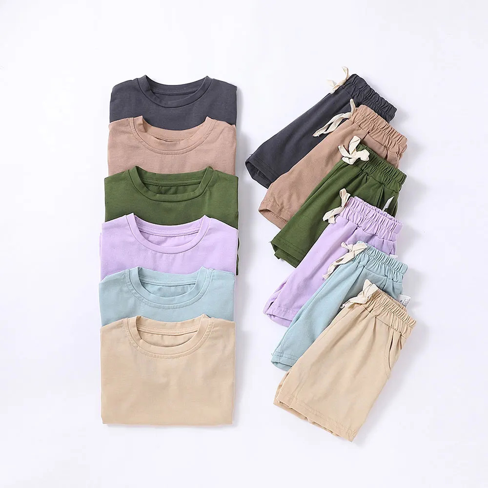 Summer 2pcs Kids Clothes Sets Children Sports Style Tracksuits Tshirts and Shorts Boy Girl Outfits Suits 240530