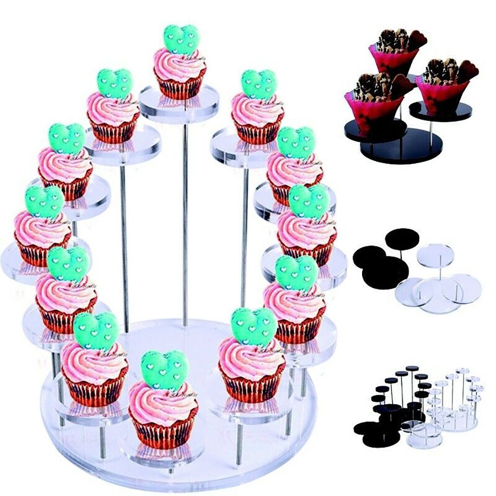 Acrylic Display Stand Jewelry Organizer Showcase Cupcake Stand Cake Dessert Storage Rack Holder Party Decor
