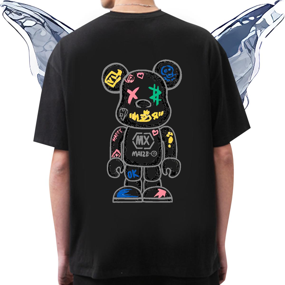 Fashion Design T-Shirts Cartoon Printing S-3XL Couples T Shirts Street wear Hip Hop Breathable Crew Neck Cool Design Tops Shirt