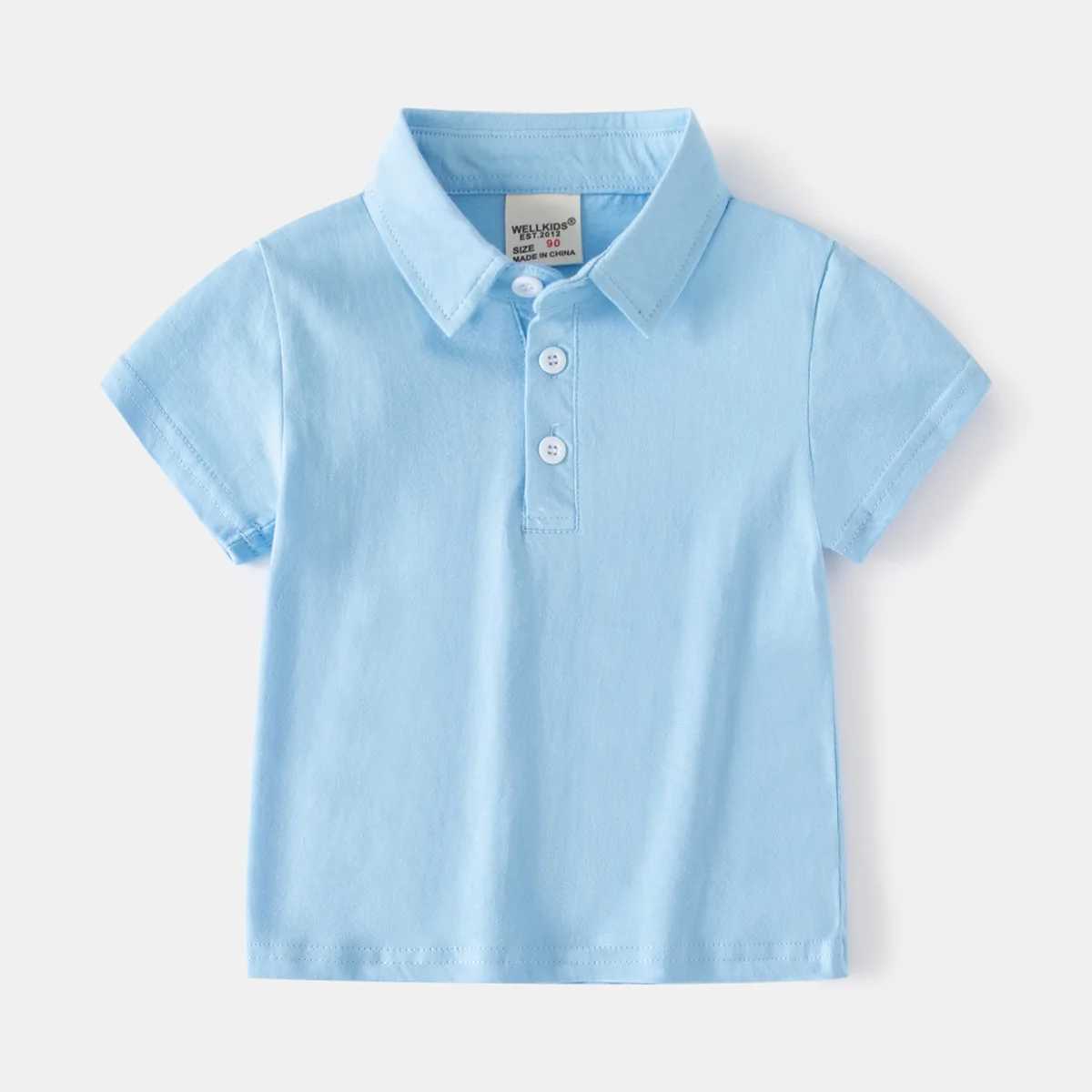 Polos Polos 2024 Summer New Boys Solid Color Short Size 7 T-shirt Casual Breathable Cotton Polo Shirt Suitable for Children Aged 3-8 6 Colors WX5.29