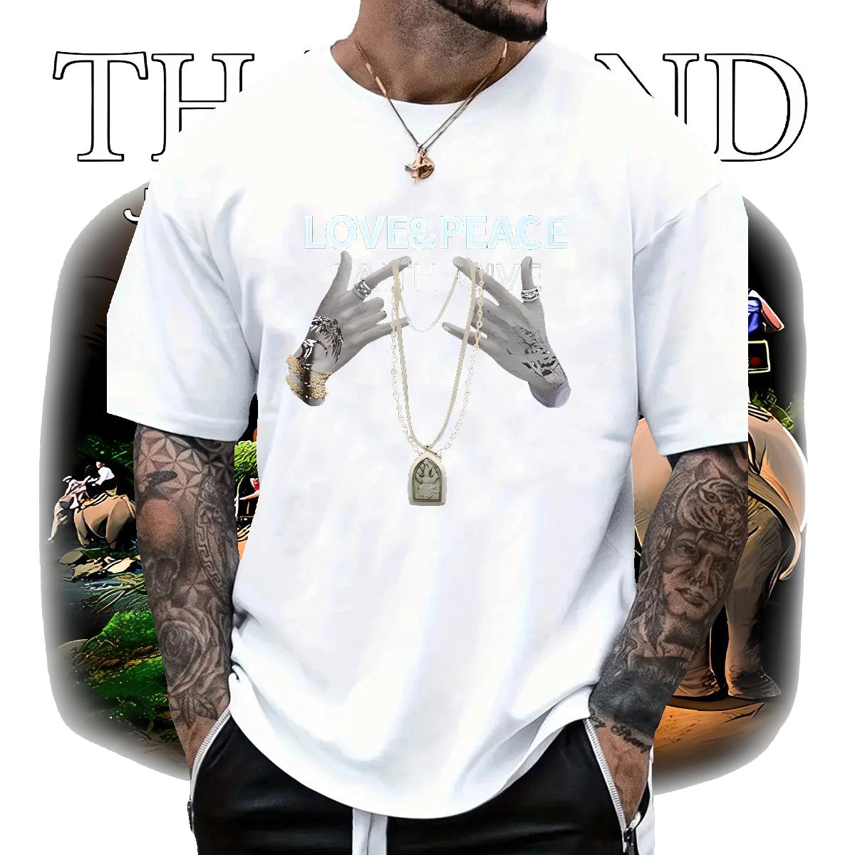 Fashion Men T Shirts Black White Men Tops Tees High Street Hip Hop Breathable Crew Neck Cotton Cool Design Tees